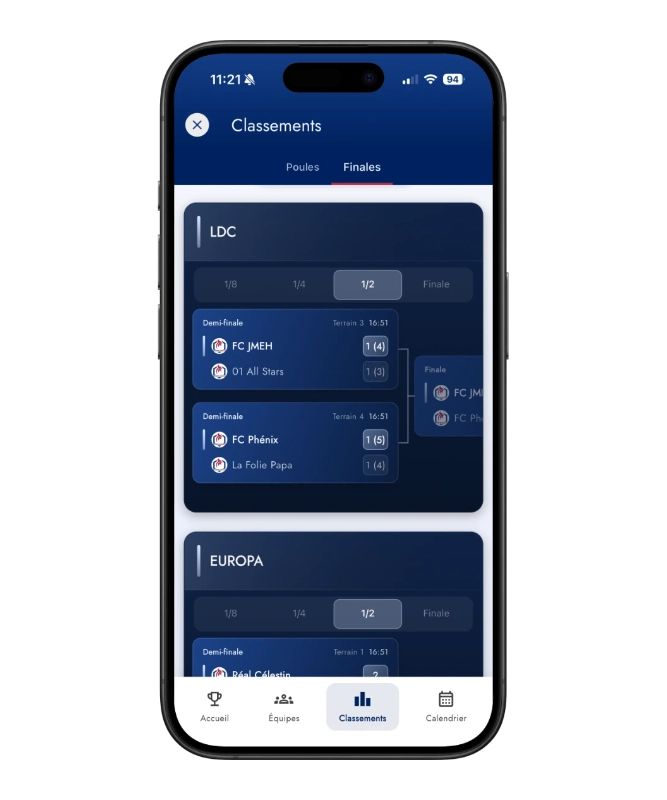 Visuel fonctionnalité : Brackets, élimination directe & matchs de classement