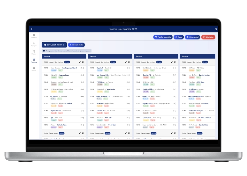 Modifications en temps réel du tournoi - flexibilité totale